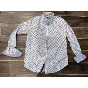 ROBERT GRAHAM LNG-SLV BLUE/WHITE CHECKED BUTTON-UP SHIRT, SZ L